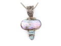 Sterling And Dark Mother Of Pearl Pendant Necklace