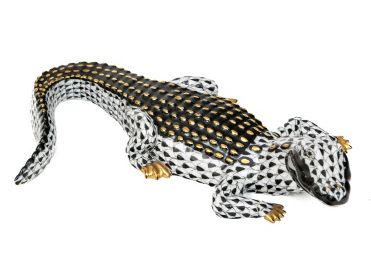 Herend Hand-painted Porcelain Alligator 