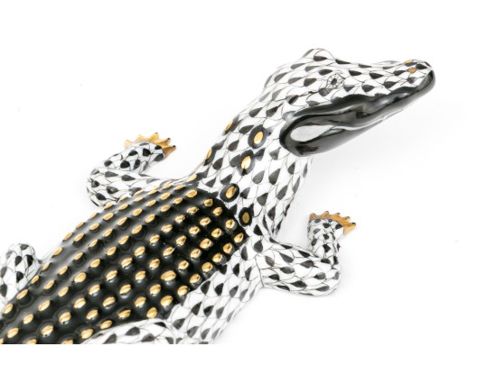 Herend Hand-painted Porcelain Alligator 