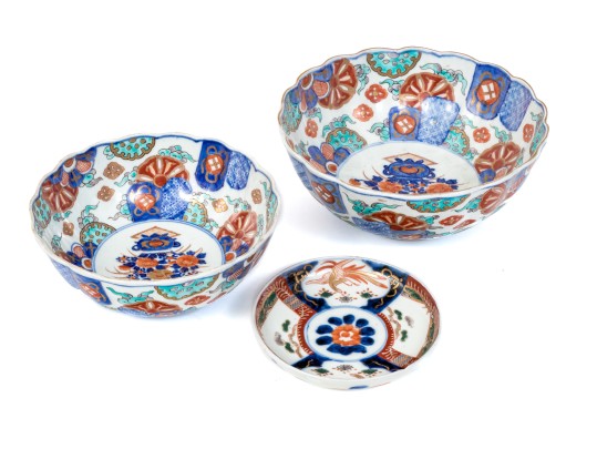 Collection Of Three Asian Imari Porcelain Bowls
