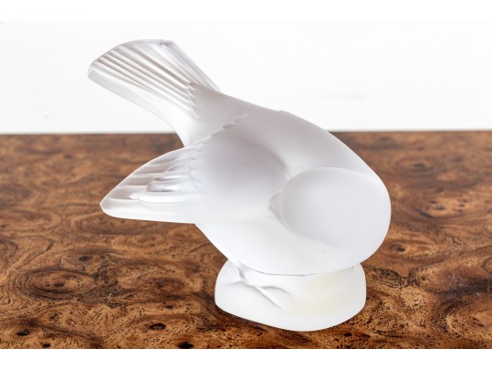 French, Lalique Frosted Crystal Sparrow
