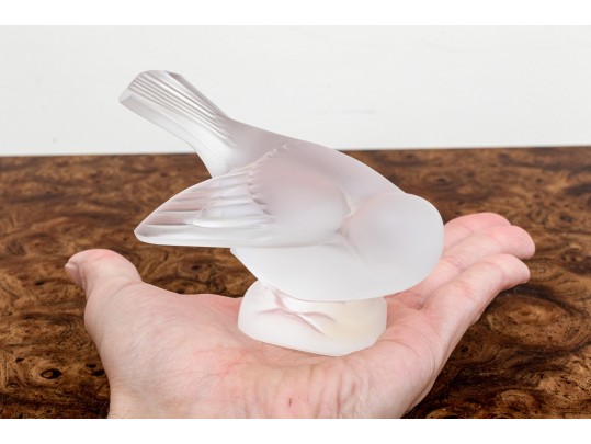 French, Lalique Frosted Crystal Sparrow