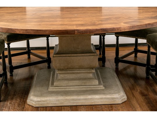 Fantastic Oak Pedestal Table On Faux Stone Pedestal Base