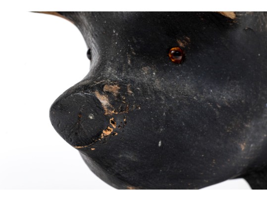 Adorable Folk Style Hand Carved And Painted Wooden Pig