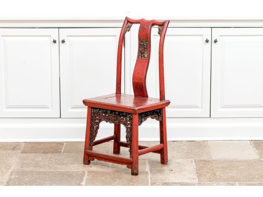 Chinese Carved And Lacquered Wedding Chair, 19th-20th C.