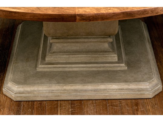 Fantastic Oak Pedestal Table On Faux Stone Pedestal Base