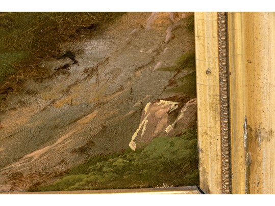 Signed Oil On Board, Figural Landscape Scene 