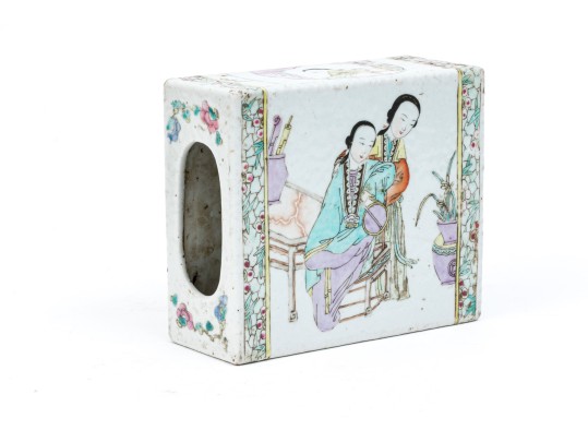 Antique Chinese Famille Rose Porcelain Pillow