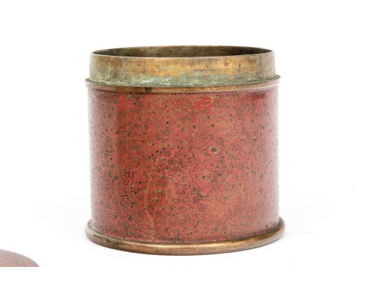 19th C. Chinese Cloisonné Lidded Caddy 