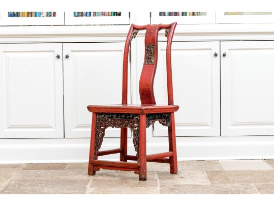Chinese Carved And Lacquered Wedding Chair, 19th-20th C.