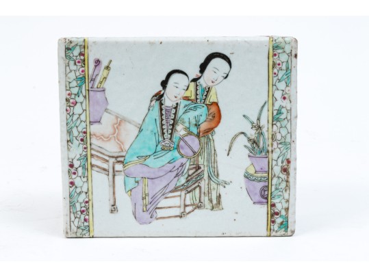 Antique Chinese Famille Rose Porcelain Pillow