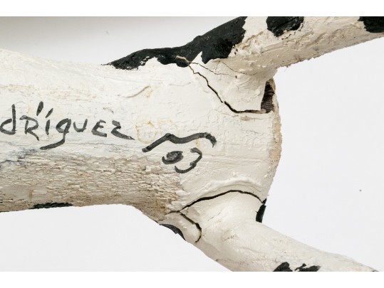 Miguel Rodriguez Carved And Painted Wooden Dog, “Santa Fe Dog's Don't Care”, 1993