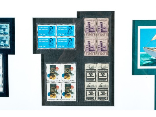 US Postal Stamp Set Collection With US Postmaster General Marvin Runyon Inscribed Brass Plaque