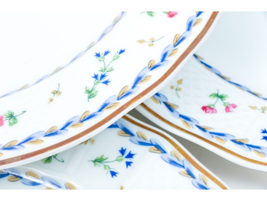 Set Seven Bernadaud Limoges ‘Artois Bleu’ Porcelain Salad Plates