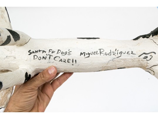 Miguel Rodriguez Carved And Painted Wooden Dog, “Santa Fe Dog's Don't Care”, 1993