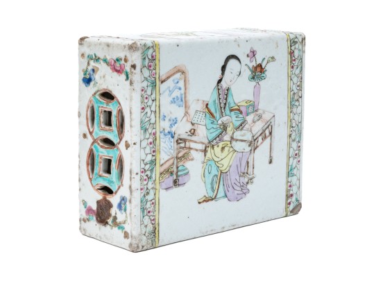Antique Chinese Famille Rose Porcelain Pillow
