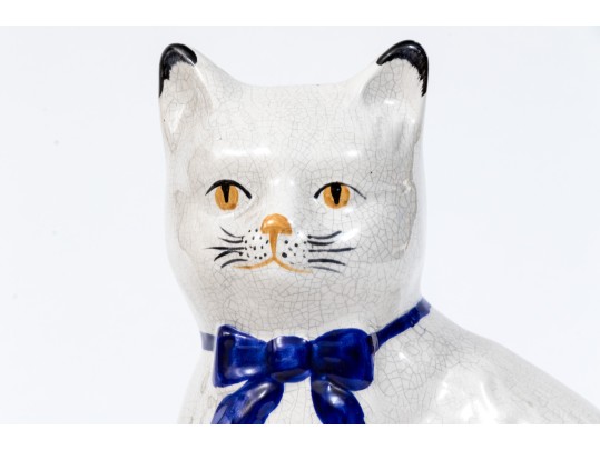 Cute Pair Of Staffordshire Style Ceramic Kittens