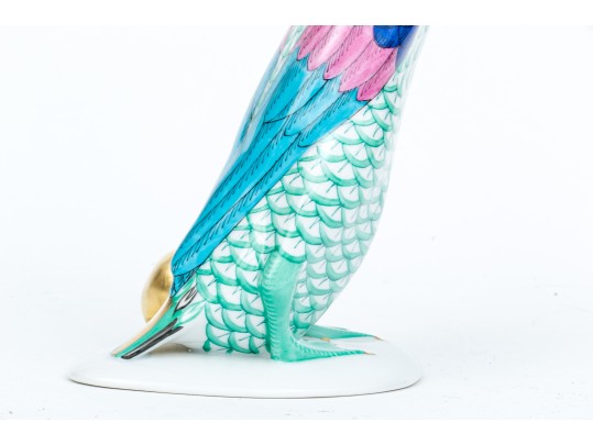 Herend Hand-painted Porcelain Goose With Golden Egg
