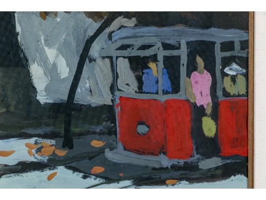 Pham Luan (Vietnamese, B. 1954) Gouache On Paper, Figural Urban Landscape