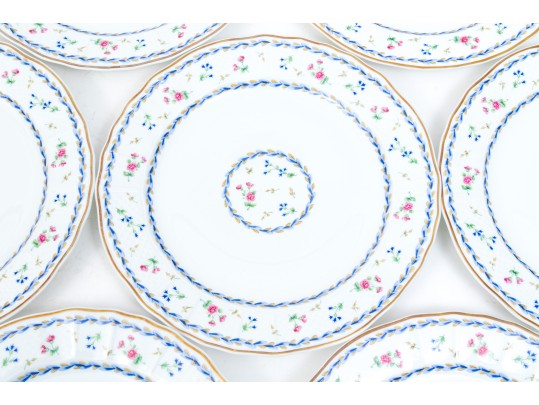 Set Seven Bernadaud Limoges ‘Artois Bleu’ Porcelain Salad Plates