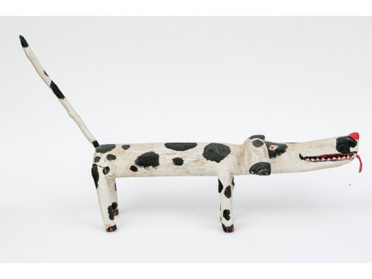 Miguel Rodriguez Carved And Painted Wooden Dog, “Santa Fe Dog's Don't Care”, 1993