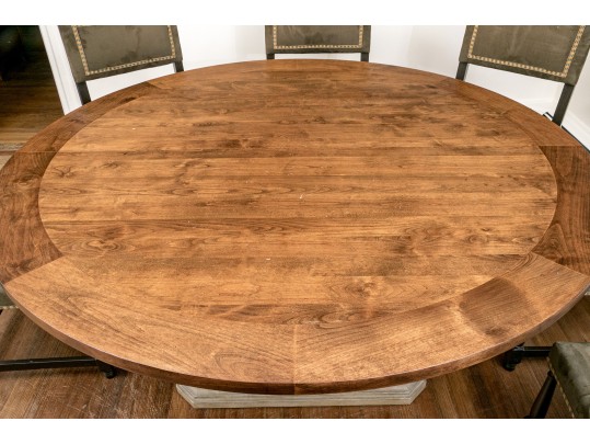 Fantastic Oak Pedestal Table On Faux Stone Pedestal Base