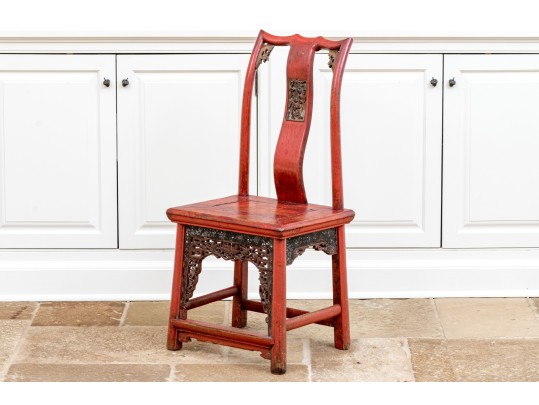 Chinese Carved And Lacquered Wedding Chair, 19th-20th C.