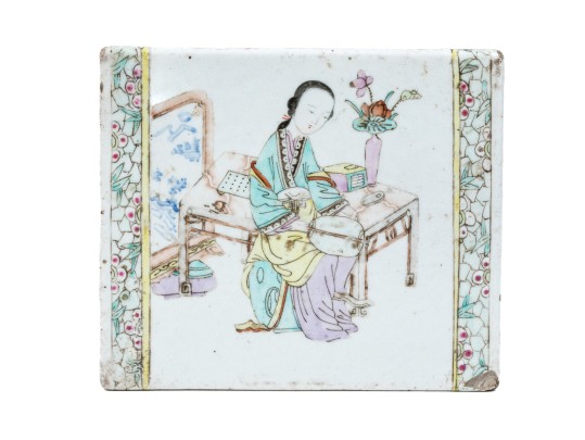 Antique Chinese Famille Rose Porcelain Pillow