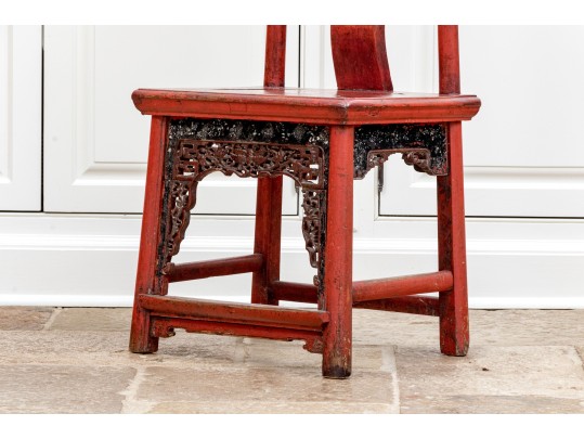 Chinese Carved And Lacquered Wedding Chair, 19th-20th C.