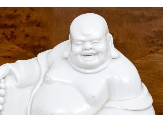 Chinese Blanc De Chine Porcelain Figure Of Hotei, 20th C. 