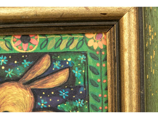 Diminutive Folk Art Painting On Board, Signed Girotla