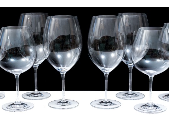 Set Of Eight Red And White Wine Goblets