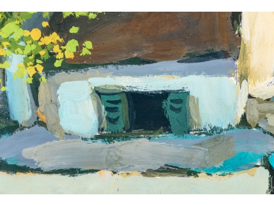 Pham Luan (Vietnamese, B. 1954) Gouache On Paper, Figural Urban Landscape, 1995