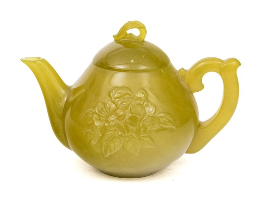 Carved Stone Lidded Teapot