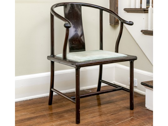 Chinese Carved Horseshoe Back Official's Chair, 19th-20th C.