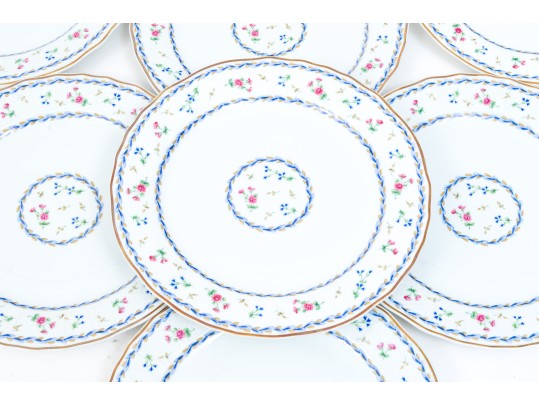 Set Seven Bernadaud Limoges ‘Artois Bleu’ Porcelain Salad Plates