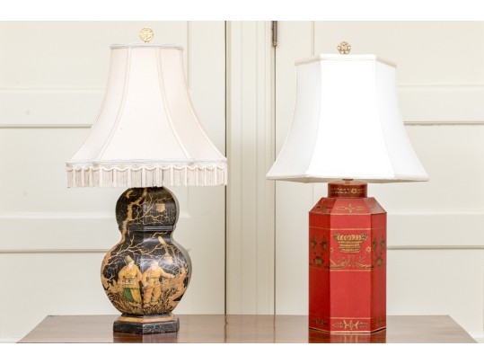 Excellent Duo Of Chinoiserie Table Lamps