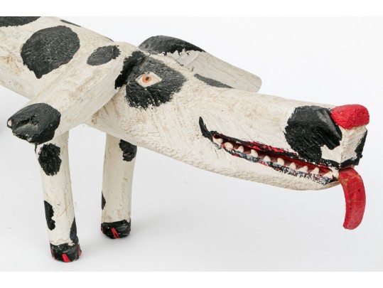 Miguel Rodriguez Carved And Painted Wooden Dog, “Santa Fe Dog's Don't Care”, 1993