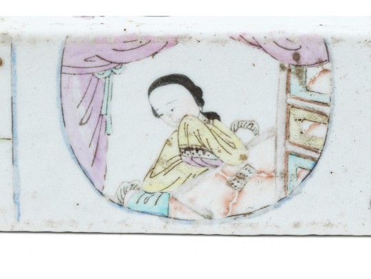 Antique Chinese Famille Rose Porcelain Pillow
