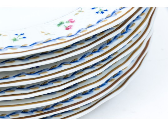 Set Seven Bernadaud Limoges ‘Artois Bleu’ Porcelain Salad Plates