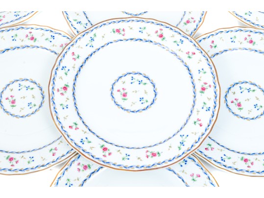 Set Seven Bernadaud Limoges ‘Artois Bleu’ Porcelain Salad Plates