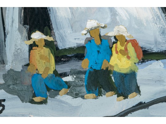 Pham Luan (Vietnamese, B. 1954) Gouache On Paper, Figural Urban Landscape
