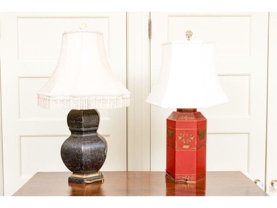Excellent Duo Of Chinoiserie Table Lamps