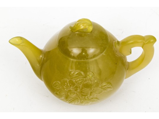 Carved Stone Lidded Teapot