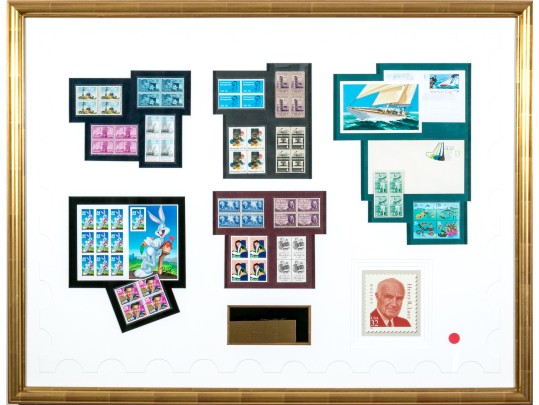 US Postal Stamp Set Collection With US Postmaster General Marvin Runyon Inscribed Brass Plaque