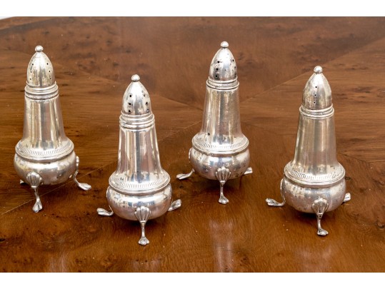 Set Of Four Crown Weight Sterling Salt And Pepper Shakers