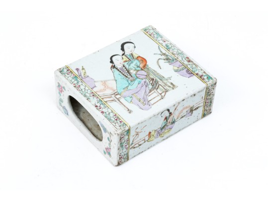 Antique Chinese Famille Rose Porcelain Pillow