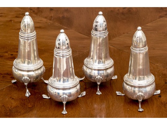 Set Of Four Crown Weight Sterling Salt And Pepper Shakers