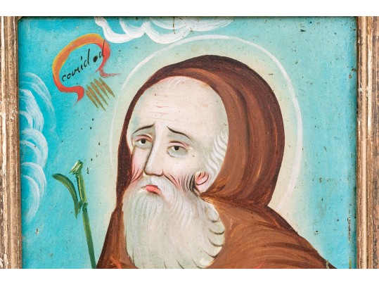 Antique Oil On Panel Religious Painting, Saint Francis