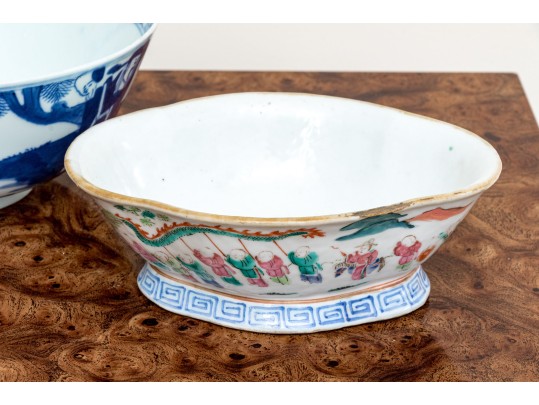 Two Chinese Porcelain Bowls, Including Famille Rose And Blue And White